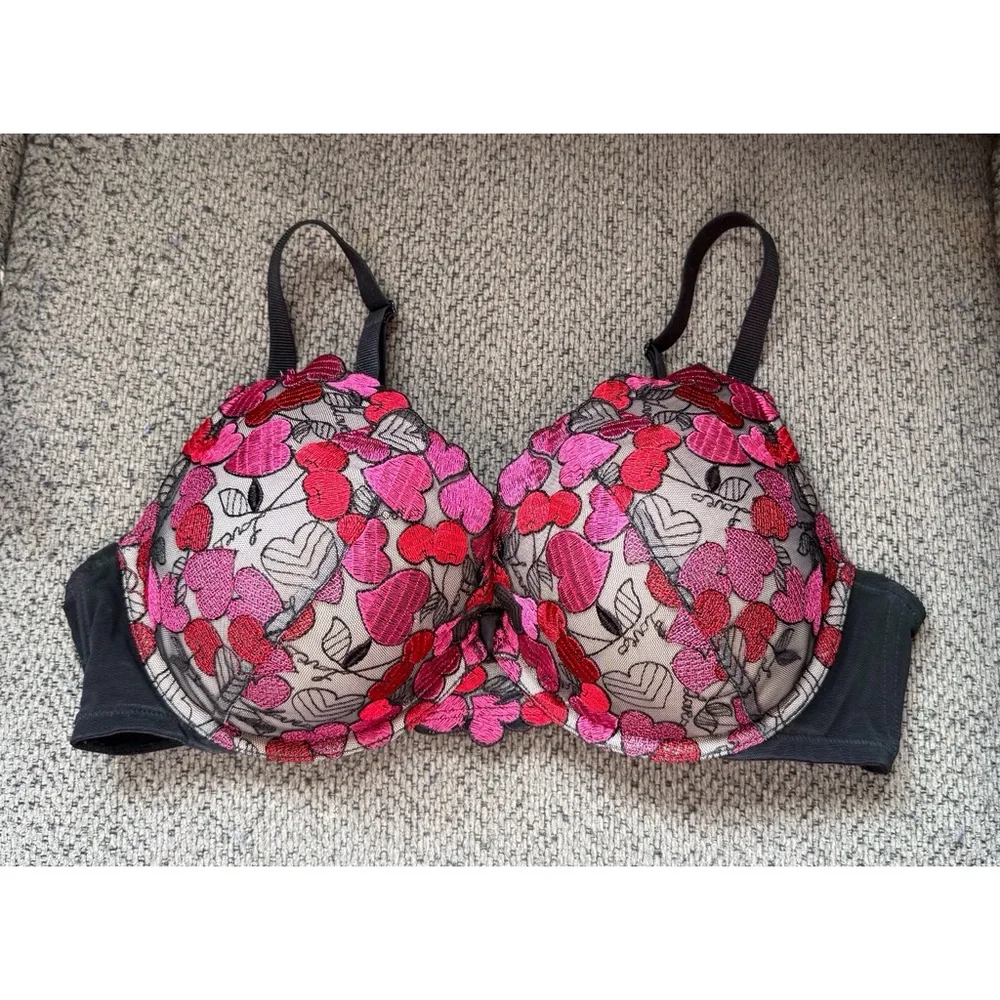 Torrid Mesh Heart and Cherry Push Up Plunge Bra Size 40D - Picture 1 of 5